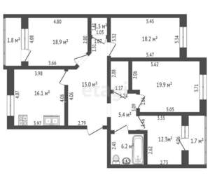 4-к квартира, вторичка, 116м2, 7/10 этаж
