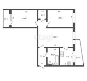 3-к квартира, вторичка, 64м2, 8/9 этаж