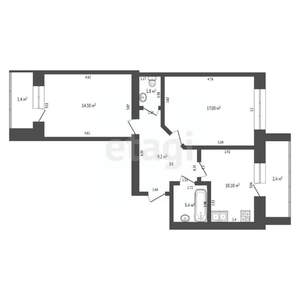 2-к квартира, вторичка, 56м2, 8/9 этаж