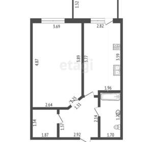 1-к квартира, вторичка, 38м2, 5/9 этаж