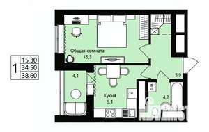 1-к квартира, вторичка, 35м2, 2/18 этаж