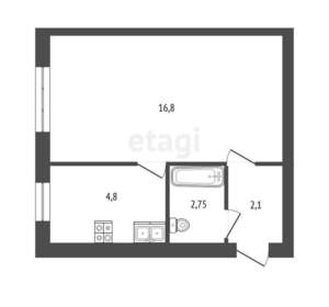 1-к квартира, вторичка, 26м2, 2/4 этаж
