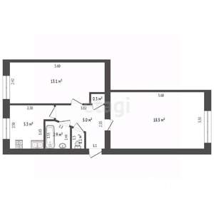 2-к квартира, вторичка, 45м2, 1/5 этаж