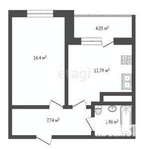 1-к квартира, вторичка, 42м2, 1/15 этаж