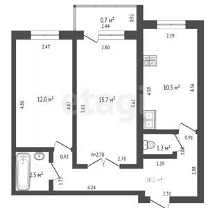 2-к квартира, вторичка, 55м2, 1/3 этаж