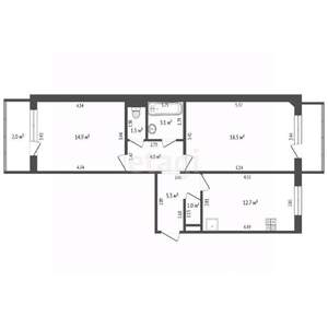 2-к квартира, вторичка, 61м2, 3/10 этаж