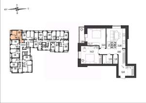 2-к квартира, строящийся дом, 67м2, 8/9 этаж