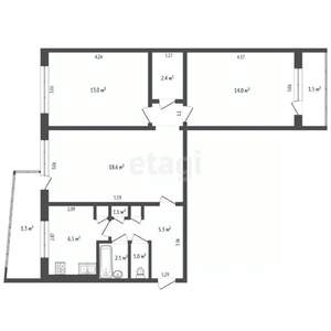 3-к квартира, вторичка, 64м2, 5/9 этаж