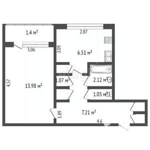 1-к квартира, вторичка, 33м2, 1/9 этаж