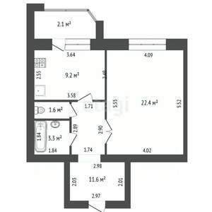 1-к квартира, вторичка, 48м2, 5/5 этаж