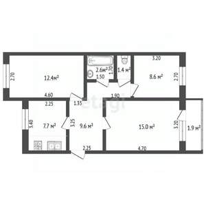 3-к квартира, вторичка, 57м2, 4/5 этаж