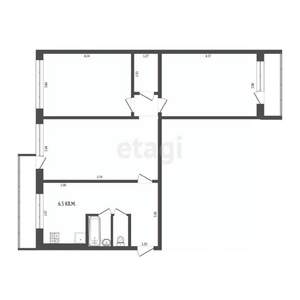 3-к квартира, вторичка, 64м2, 2/9 этаж