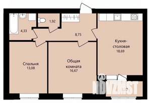 2-к квартира, строящийся дом, 65м2, 10/12 этаж