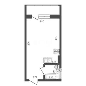 Студия квартира, вторичка, 23м2, 6/9 этаж