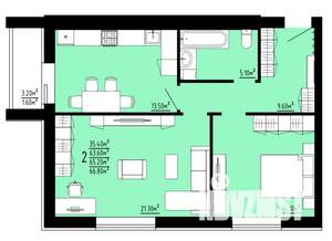 2-к квартира, строящийся дом, 65м2, 8/10 этаж