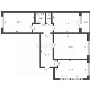 3-к квартира, вторичка, 58м2, 1/9 этаж