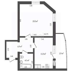 1-к квартира, вторичка, 39м2, 9/9 этаж