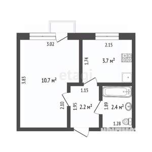 1-к квартира, вторичка, 19м2, 6/9 этаж
