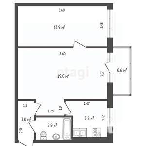 2-к квартира, вторичка, 45м2, 3/5 этаж