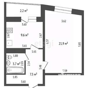 1-к квартира, вторичка, 43м2, 1/10 этаж