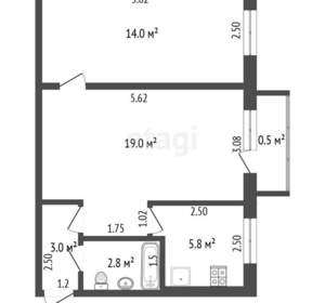 2-к квартира, вторичка, 45м2, 2/5 этаж
