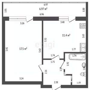 1-к квартира, вторичка, 37м2, 7/9 этаж
