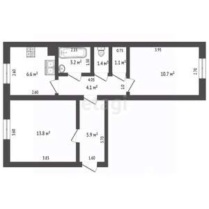 2-к квартира, вторичка, 47м2, 1/2 этаж