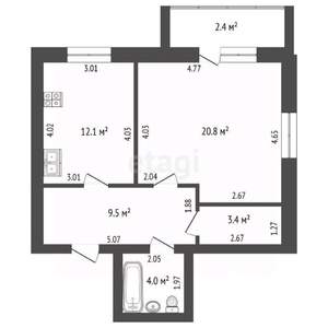 1-к квартира, вторичка, 50м2, 3/7 этаж