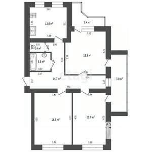 3-к квартира, вторичка, 82м2, 3/10 этаж