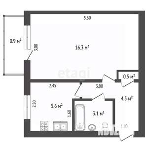 1-к квартира, вторичка, 30м2, 5/5 этаж