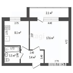 1-к квартира, вторичка, 32м2, 4/5 этаж