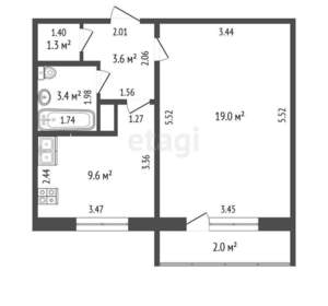 1-к квартира, вторичка, 37м2, 9/10 этаж