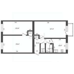 3-к квартира, вторичка, 61м2, 5/5 этаж