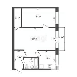 2-к квартира, вторичка, 42м2, 4/4 этаж