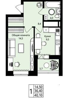 1-к квартира, вторичка, 36м2, 2/18 этаж