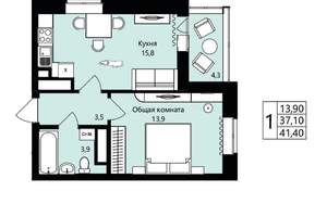 1-к квартира, вторичка, 37м2, 9/18 этаж