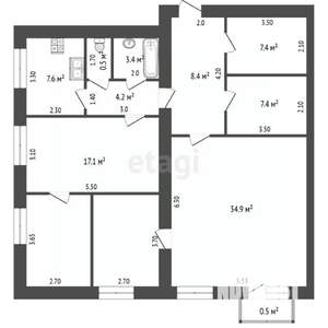 4-к квартира, вторичка, 112м2, 2/4 этаж