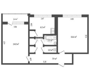 2-к квартира, вторичка, 50м2, 8/9 этаж