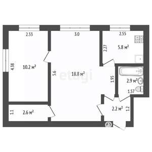 2-к квартира, вторичка, 43м2, 2/4 этаж