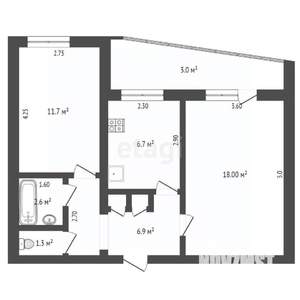 2-к квартира, вторичка, 52м2, 6/9 этаж