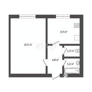 1-к квартира, вторичка, 38м2, 1/3 этаж