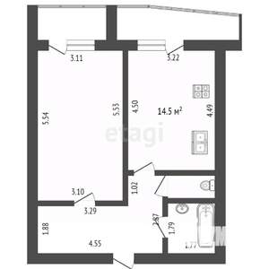 1-к квартира, вторичка, 48м2, 13/14 этаж