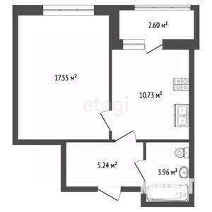 1-к квартира, вторичка, 37м2, 6/9 этаж
