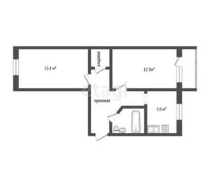 2-к квартира, вторичка, 44м2, 3/5 этаж