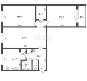 3-к квартира, вторичка, 64м2, 1/5 этаж