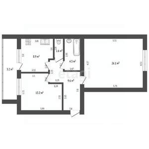 2-к квартира, вторичка, 64м2, 2/6 этаж