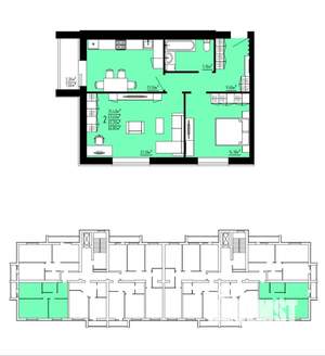 2-к квартира, строящийся дом, 65м2, 10/10 этаж