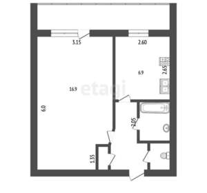 1-к квартира, вторичка, 34м2, 1/9 этаж