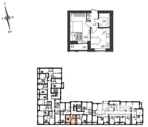 1-к квартира, вторичка, 33м2, 9/9 этаж