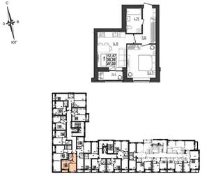 1-к квартира, вторичка, 41м2, 9/9 этаж